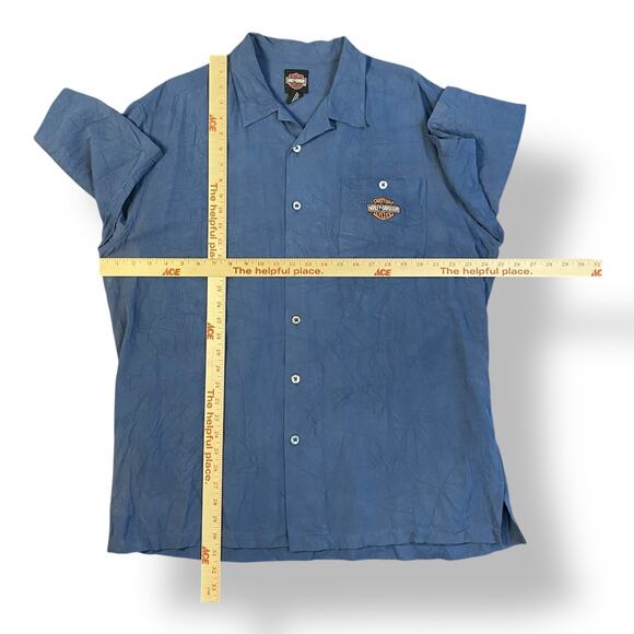 Harley Davidson Silk Pacific Honolulu Hawaii Shirt Men’s Size‎ XL Blue - Picture 4 of 10